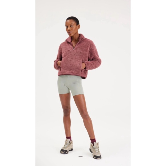 GIRLFRIEND COLLECTIVE RECYCLED HALF ZIP FLEECE HOODIE in PLUME — XXL - Picture 1 of 10